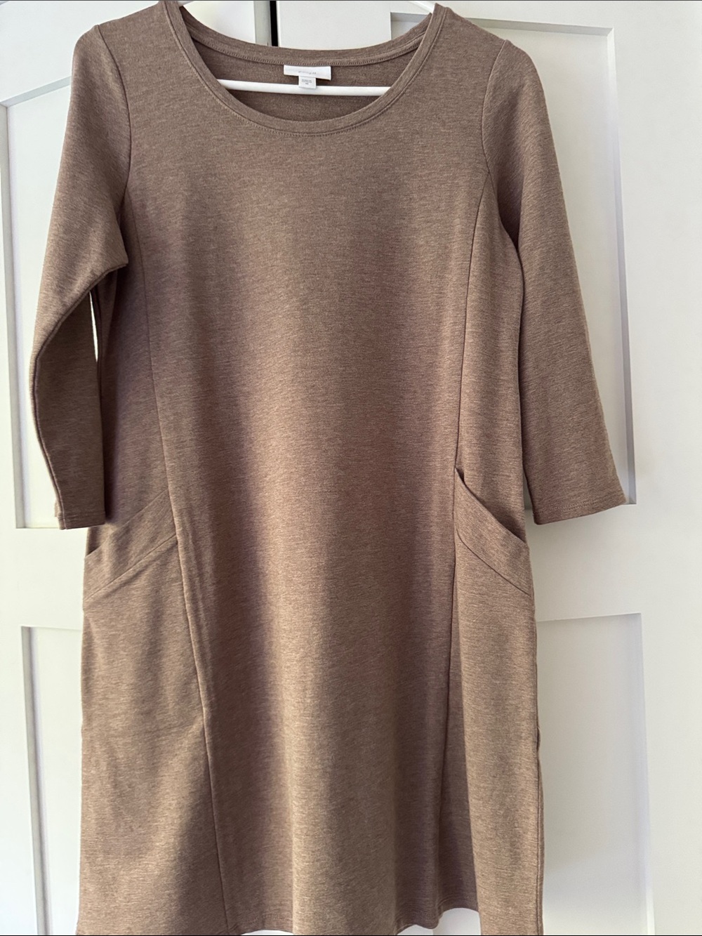 Women's Taupe Midi Pocket soft Dress - Pure Jill